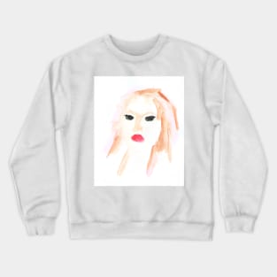 Women portrait, girl face. Watercolor, art decoration, sketch. Illustration hand drawn modern painting Crewneck Sweatshirt